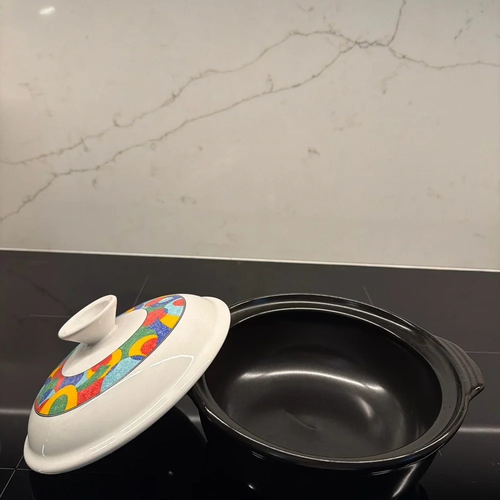 Colorful Retro Pattern Covered Casserole Dish